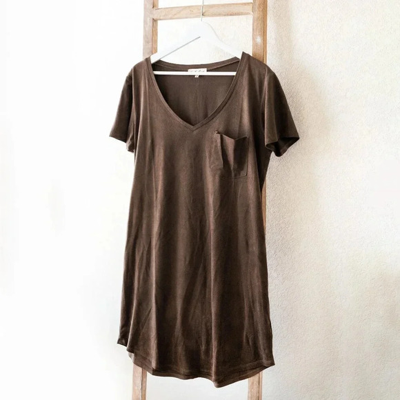 CAVENDER'S ANOTHER LOVE BUCKSKIN FAUX SUEDE SHIRT DRESS SZ XL BROWN - Picture 1 of 6